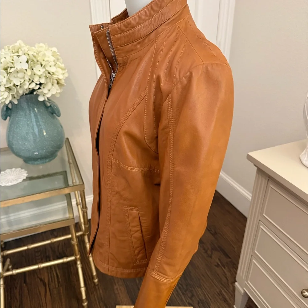 Quince Camel Leather Jacket - Picture 6 of 9